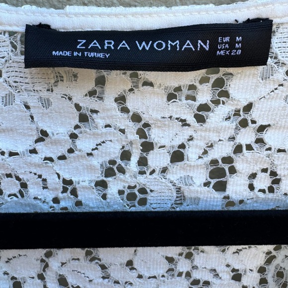 Zara white lace cottagecore fairy whimsical glam long bell sleeve Med - Picture 7 of 8